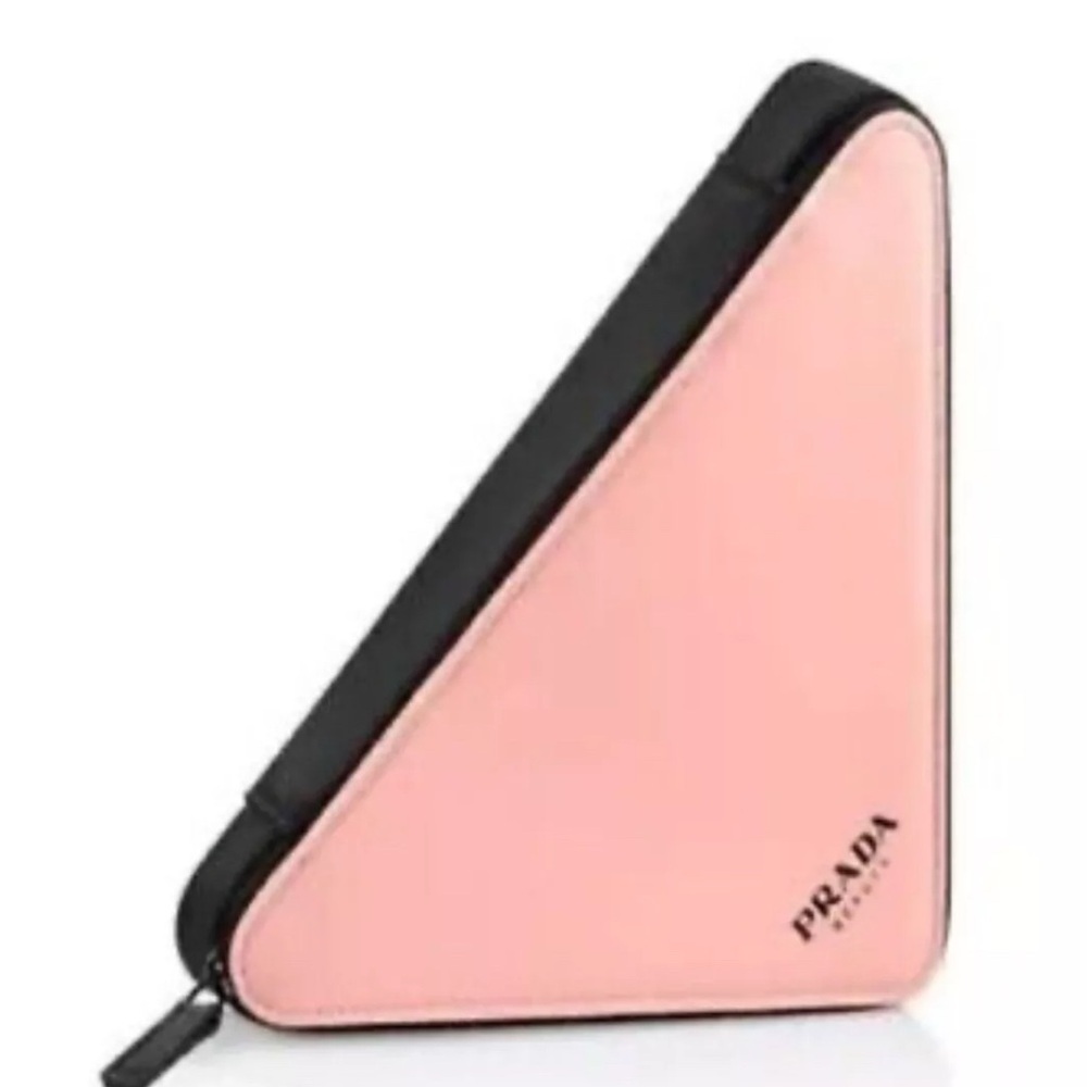 Prada Pink and Black Triangle Beauty Pouch - NWOT